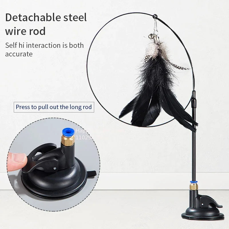 Interactive Cat Teaser Stick With Replaceable Feather - Smarsty