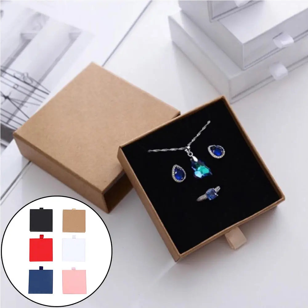 Thick Kraft Paper Jewelry Box With Sponge Insert - Smarsty