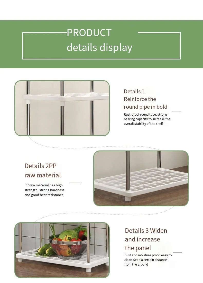 Four-Layer Multifunctional Storage Rack for Bathroom, Living Room, Kitchen, and Bedroom; Plastic Floor-Standing Storage Rack for Bathroom Organization by Smarsty