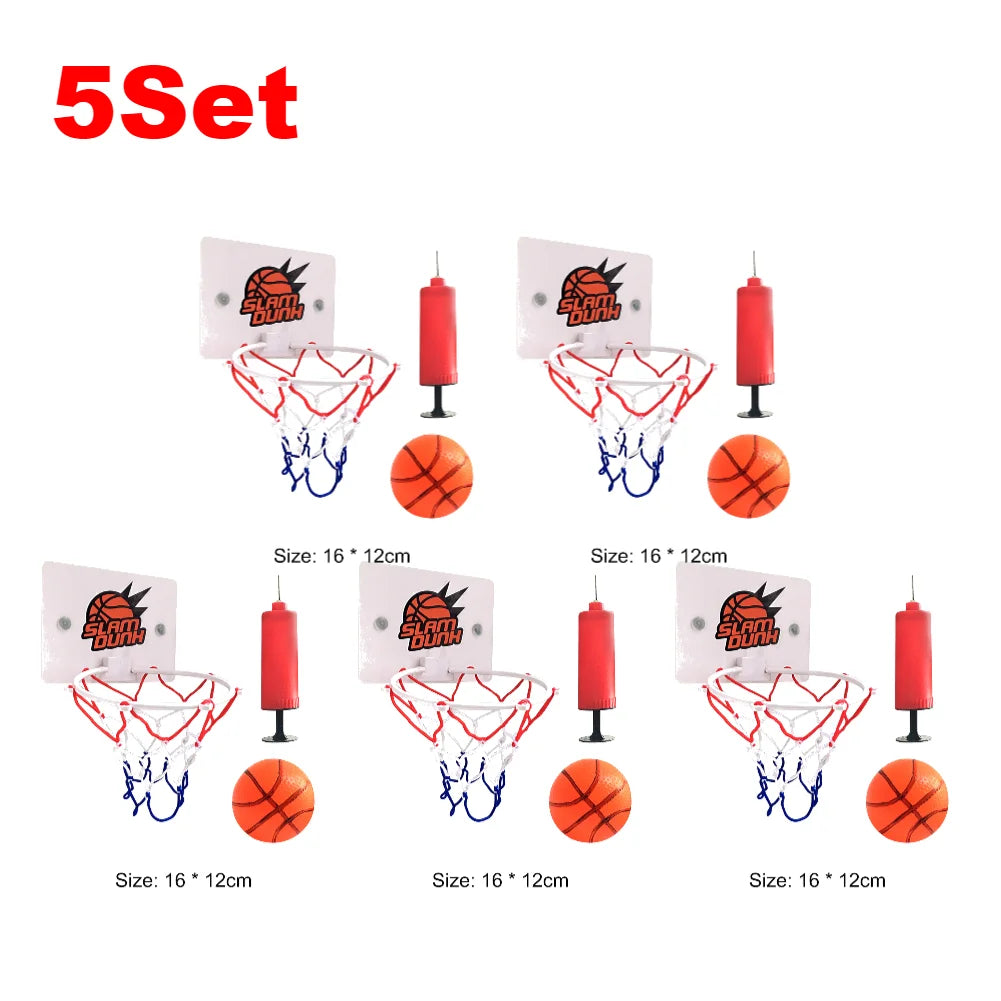 1-5Set Mini Basketball Hoop Set With Ball And Inflatable Kids Funny Game Home Sports Wall Hanging Basket Pump For Indoor Outdoor - Smarsty