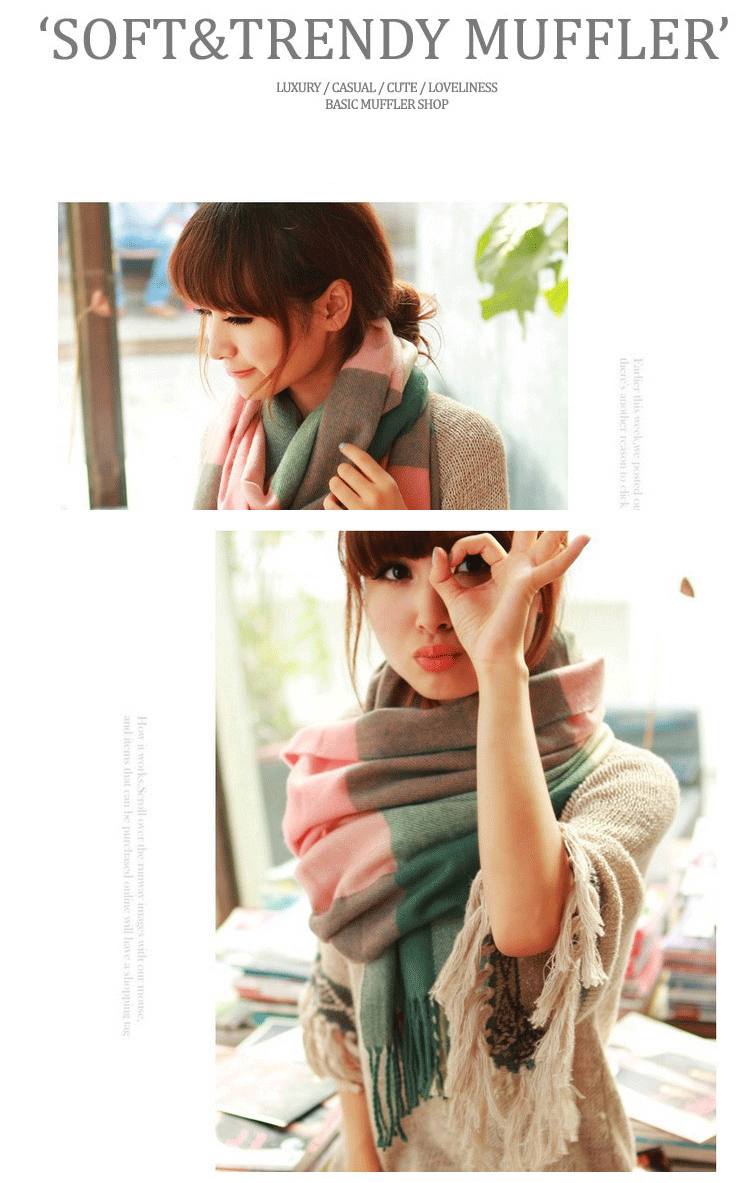 Women’s Plaid Cashmere Scarf Thick Warm Winter Shawl - Smarsty