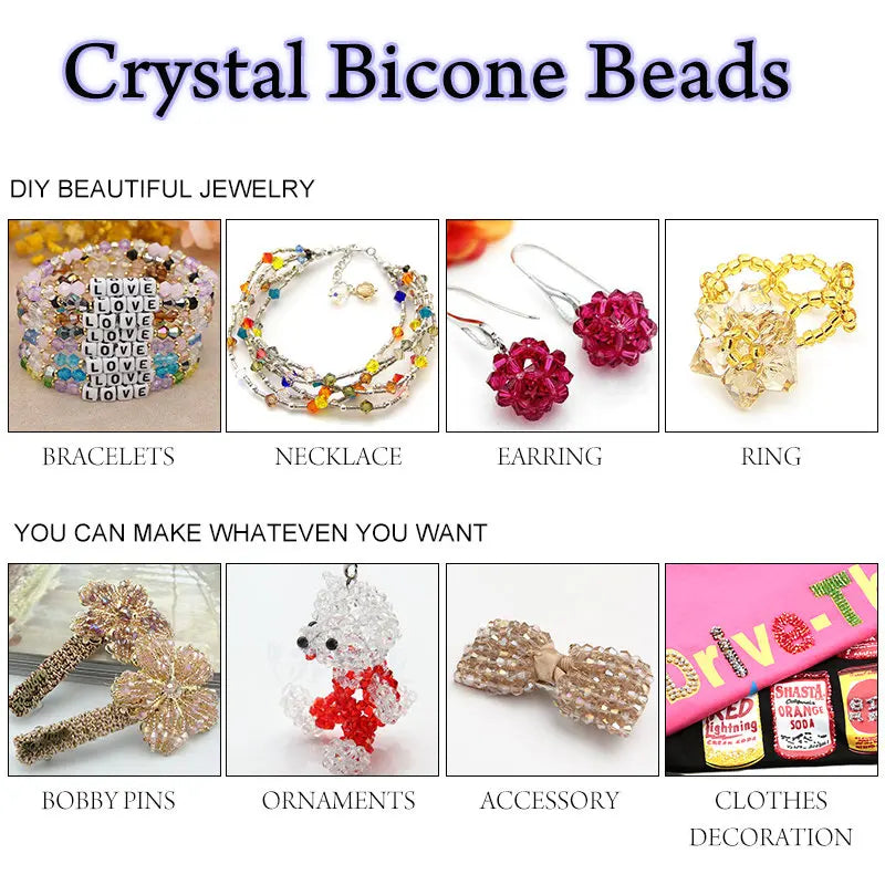 100Pcs 4MM Glass Bicone Beads for Jewelry Making - Smarsty