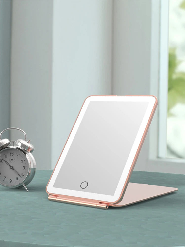 LED Portable Makeup Mirror with Touch Screen and Adjustable Light - Smarsty