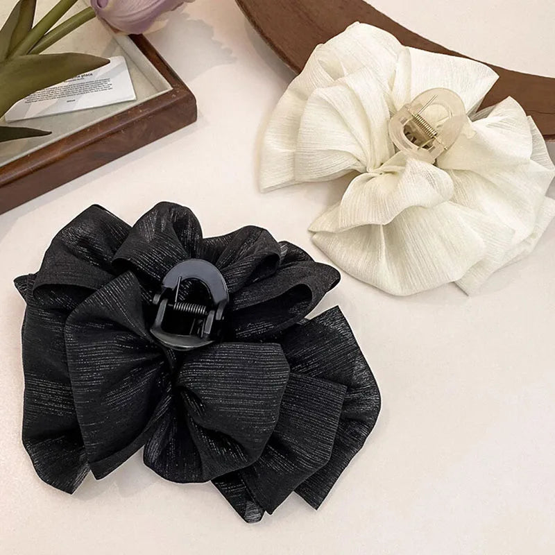 Elegant Chiffon Hair Claw Clip Large Three Layer Bow - Smarsty