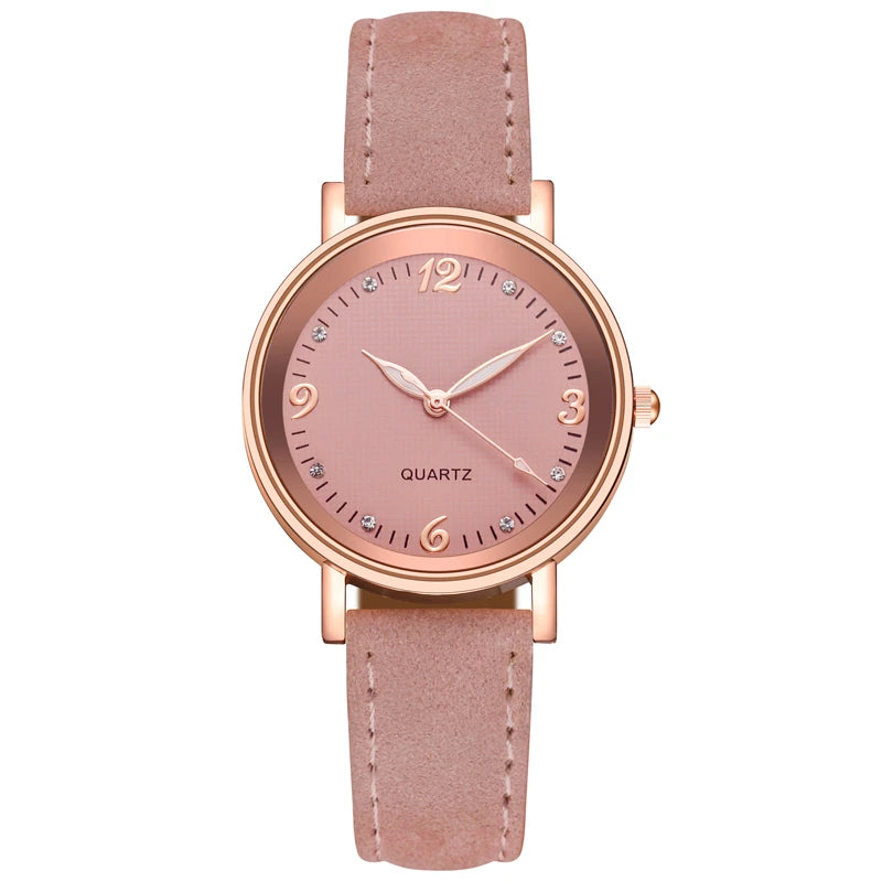 Fashion Arabic Dial Women's Quartz Watch with Leather Band - Smarsty