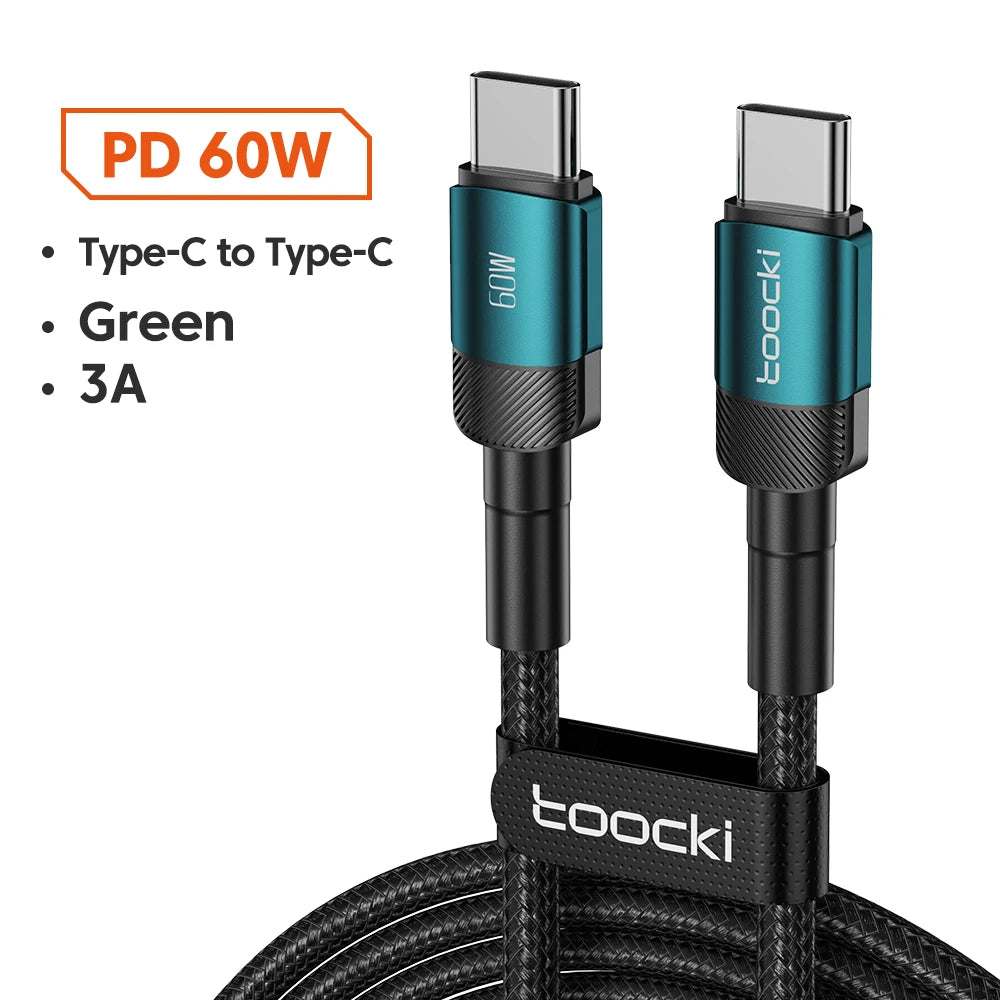 Toocki 60W/100W Type C to USB C Cable PD 3.0 Quick Charge Fast Charging Type C to Type C For Huawei Xiaomi Samsung Laptop - Smarsty
