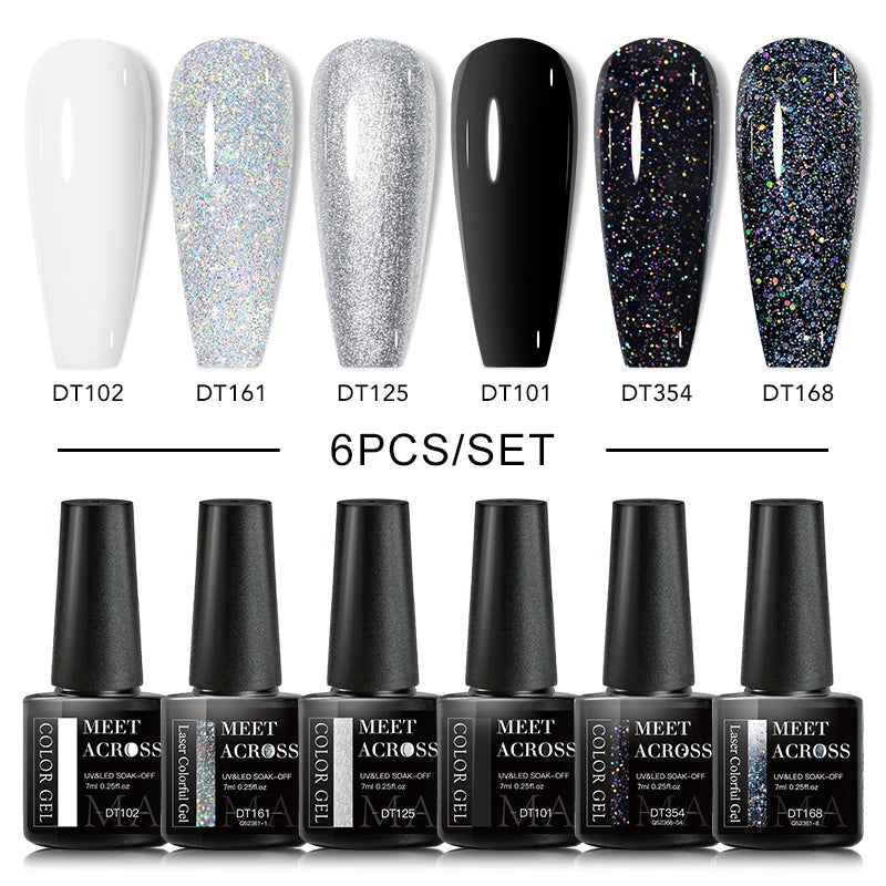 Macaron Series Gel Nail Polish Set with Glitter - Smarsty
