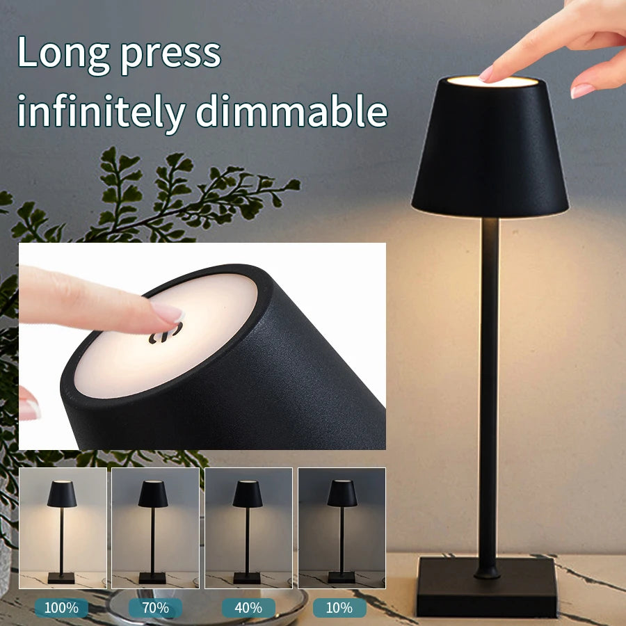 Rechargeable LED Table Lamp with Touch Control Dimmable Lighting - Smarsty