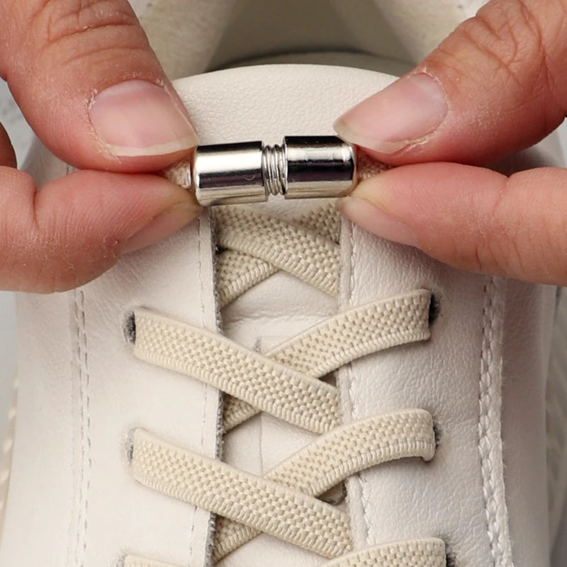 1Pair Elastic Laces Sneakers No Tie Shoe laces Capsule Lock Shoelaces Without ties Kids Adult 0.6cm Flat Shoelace for Shoes - Smarsty