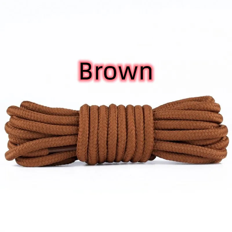 2pcs/ Pair Round Solid Polyester Black Brown Shoelaces For Marten Boot Women Men Outdoor Hiking Boots Sports Shoes Lace Strings - Smarsty