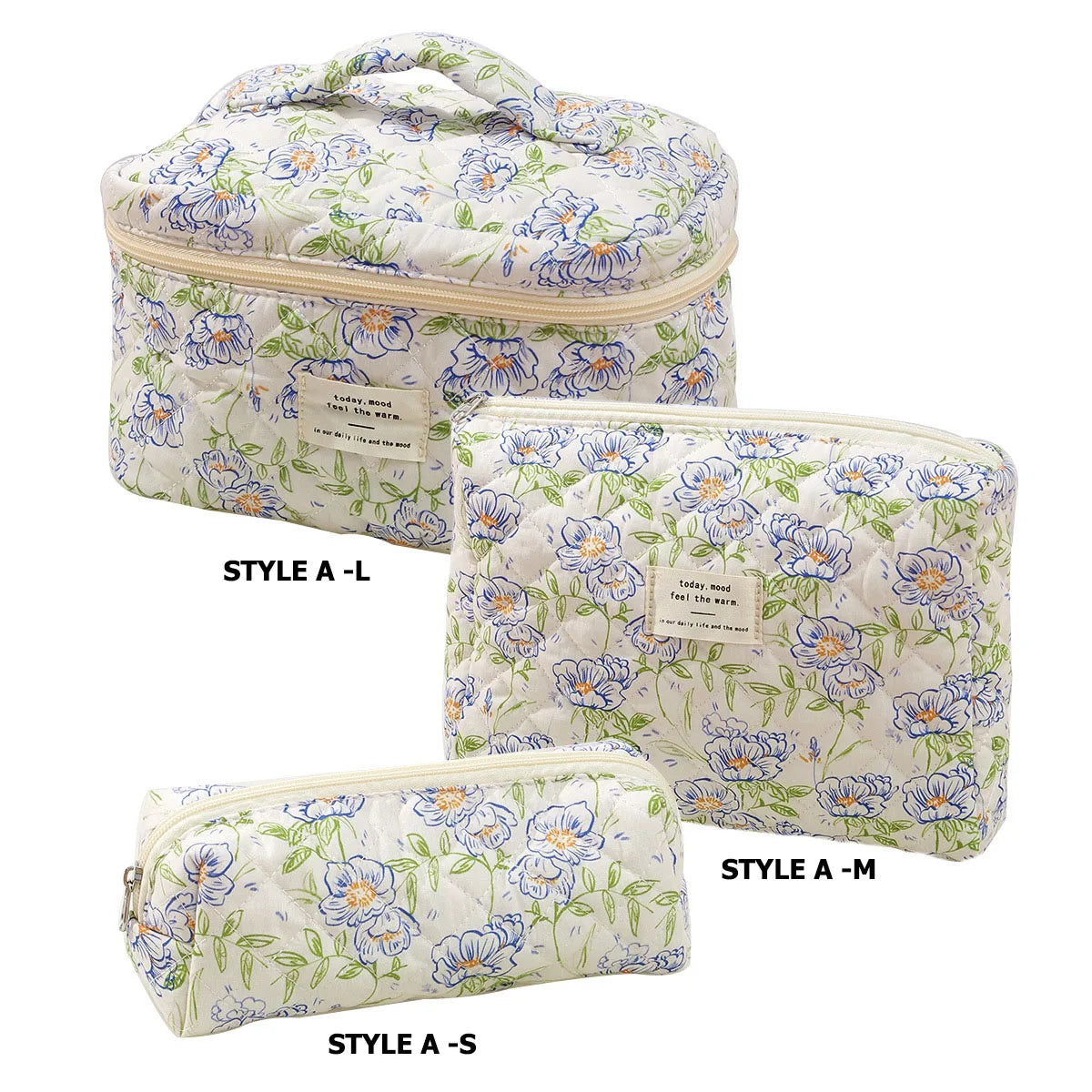 1pcs Cute Quilted Cotton Makeup Bag Women Zipper Cosmetic Organizer Cloth Handbag Box Shape Portable Toiletry Case for Girls - Smarsty