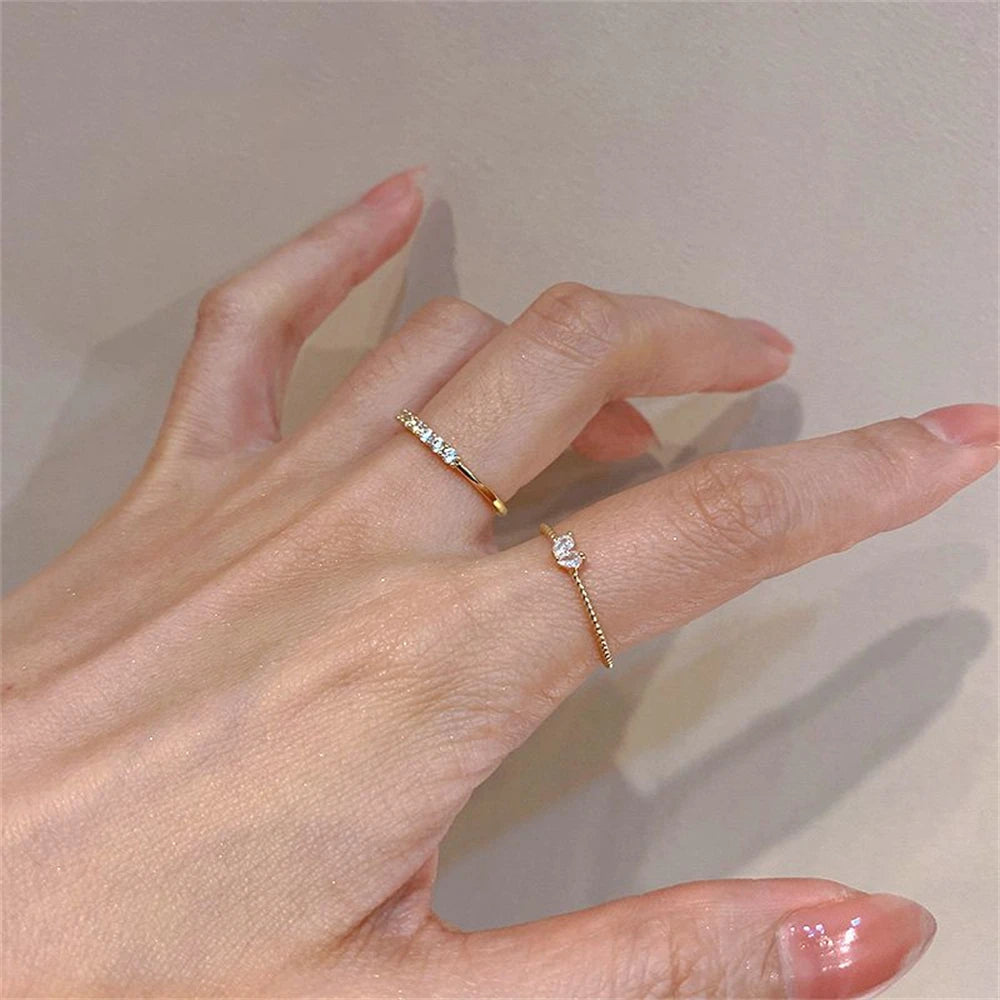 Elegant Dainty Crystal Heart Rings Set for Women - Smarsty