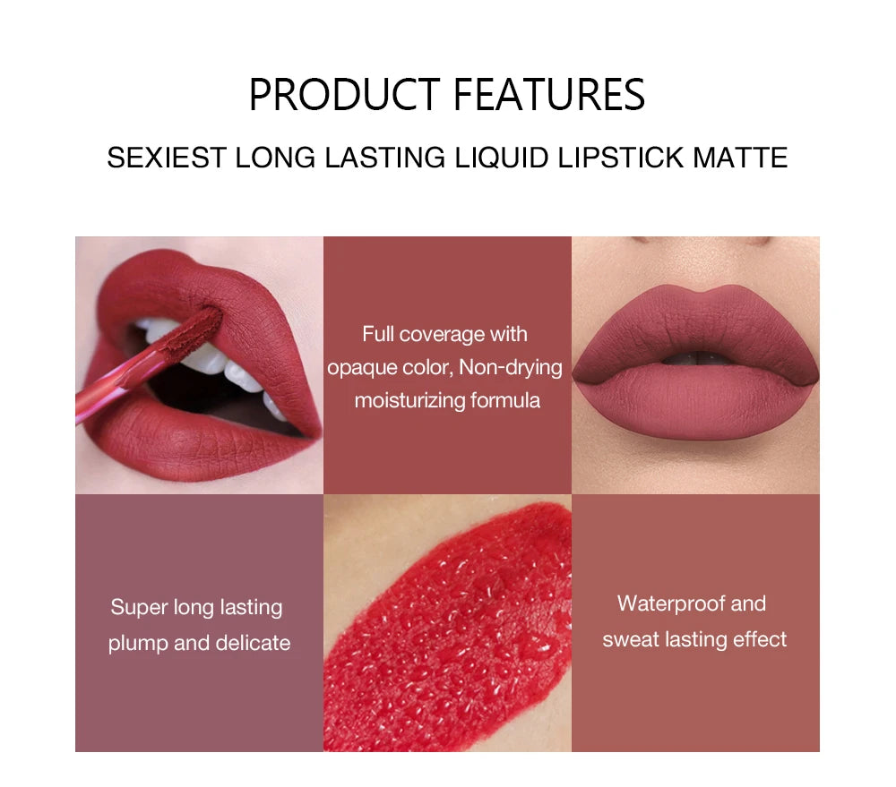 Handaiyan Set of 6 Long Lasting Non-Stick Lip Gloss - Smarsty