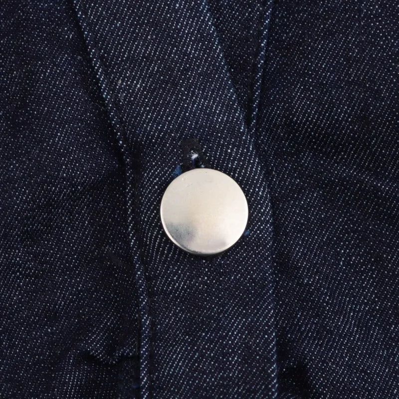 ETJ 2025 Spring New 1975 series denim MIDI dress with lapel side zipper fashion wrinkle waist slim elegant dress