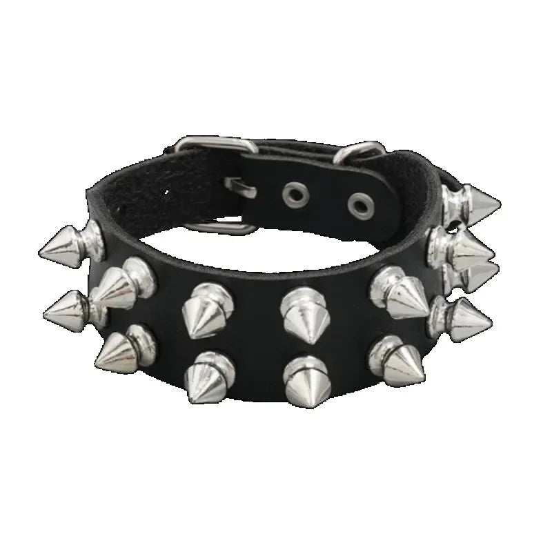 Unisex PU Leather Punk Bracelet with Spikes and Skull - Smarsty