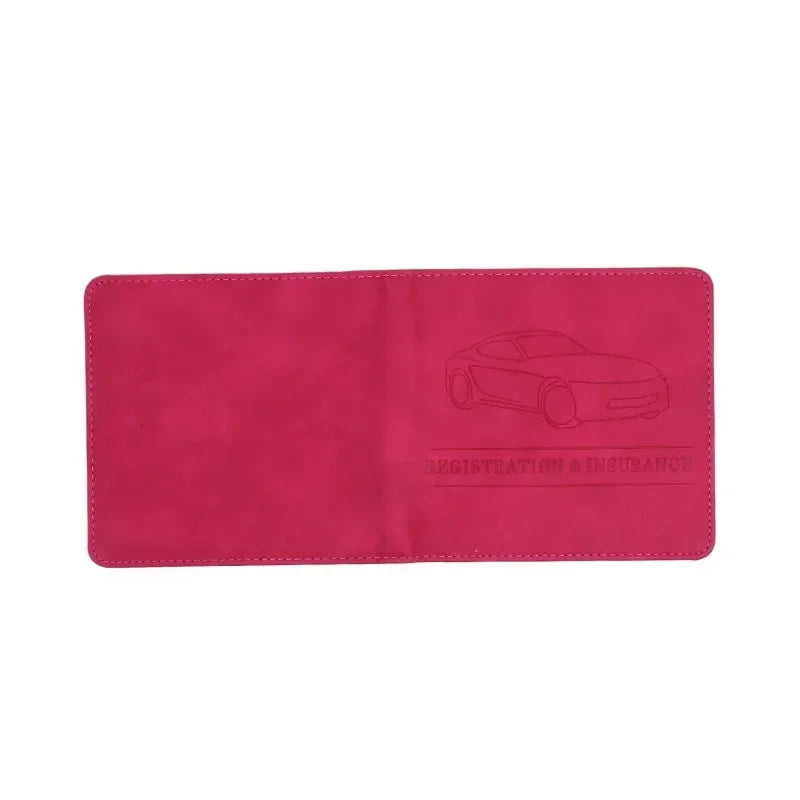 Car Registration Driver's License and Insurance Card Holder - Leather Vehicle Glove Box Automobile Documents Paperwork Organizer