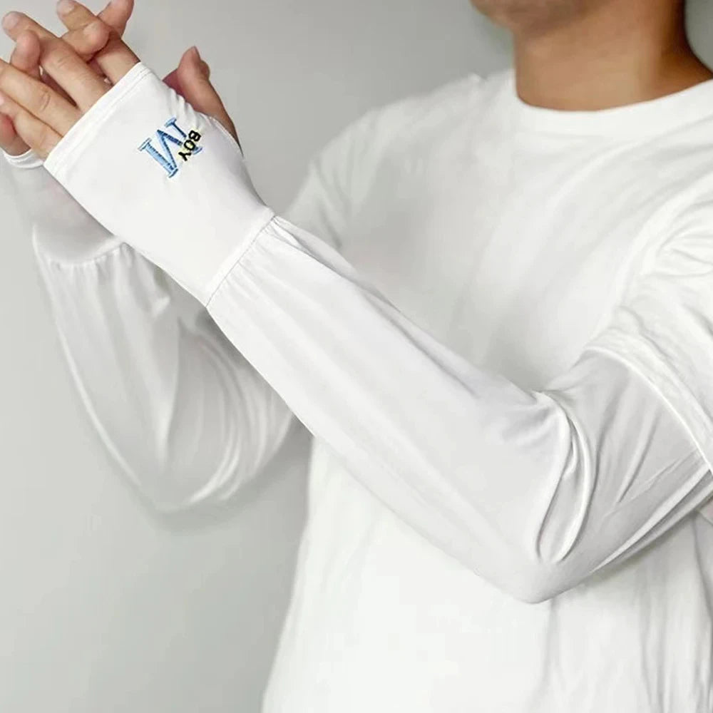 Mens UV Protection Ice Arm Sleeves Lightweight Cooling Gloves - Smarsty