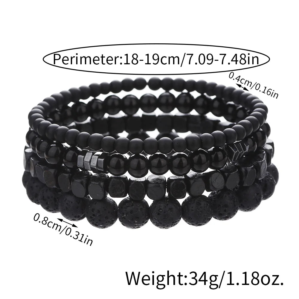 Men's Multi Layer Volcanic Stone Bead Bracelet Set - Smarsty