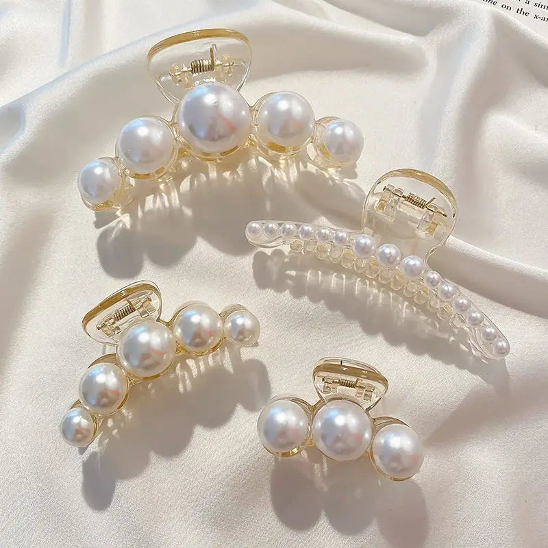 Large Pearl Hair Claw Clip Acrylic Fashion Barrette Stylish - Smarsty