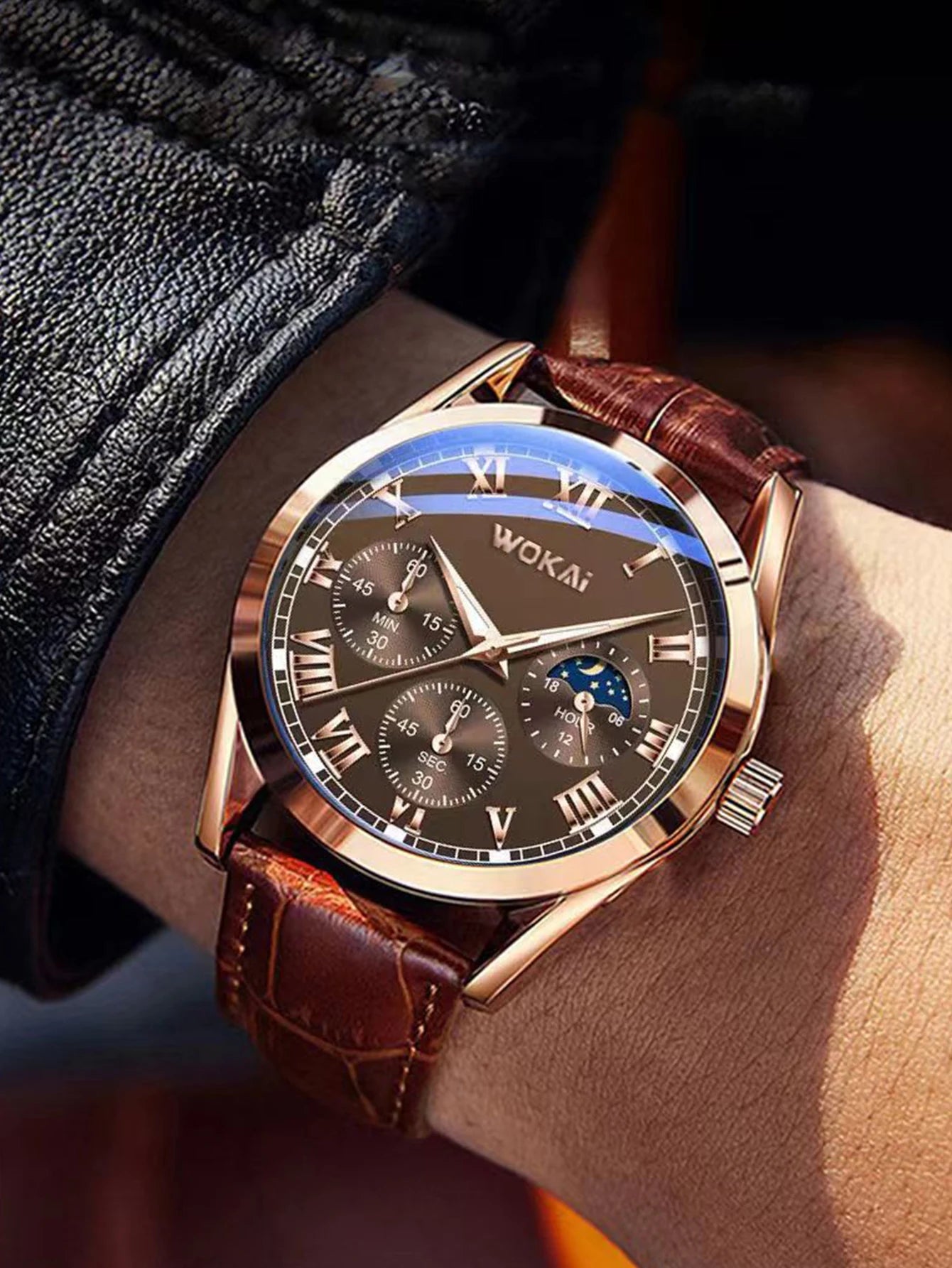 Fashionable Quartz Watch with Roman Dial and Bamboo Belt - Smarsty