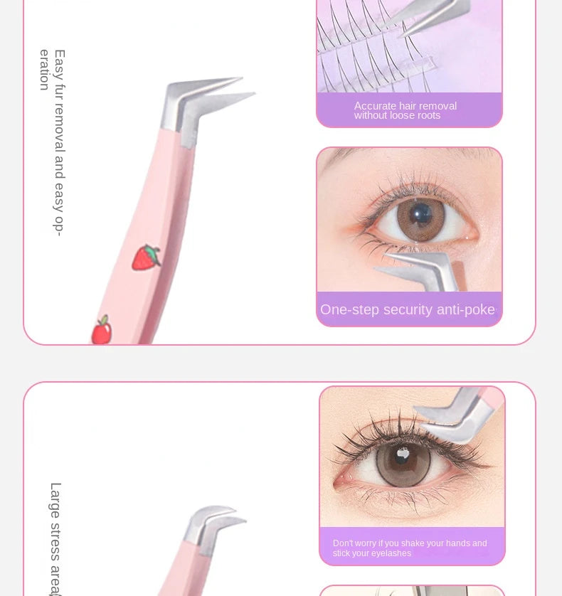 Stainless Steel Eyelash Tweezers for Easy 3D Lash Application - Smarsty