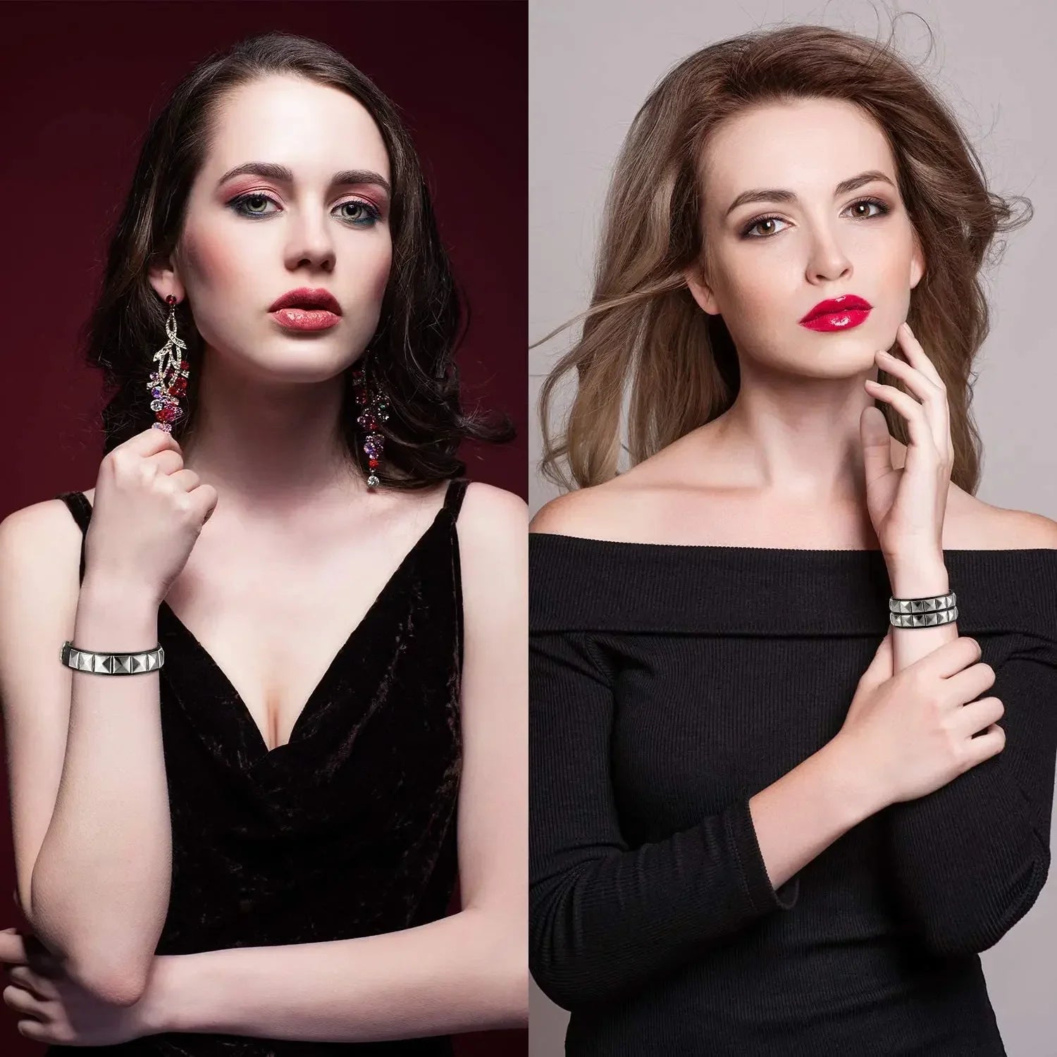 Punk Leather Bracelet with Metal Rivets for Men and Women - Smarsty