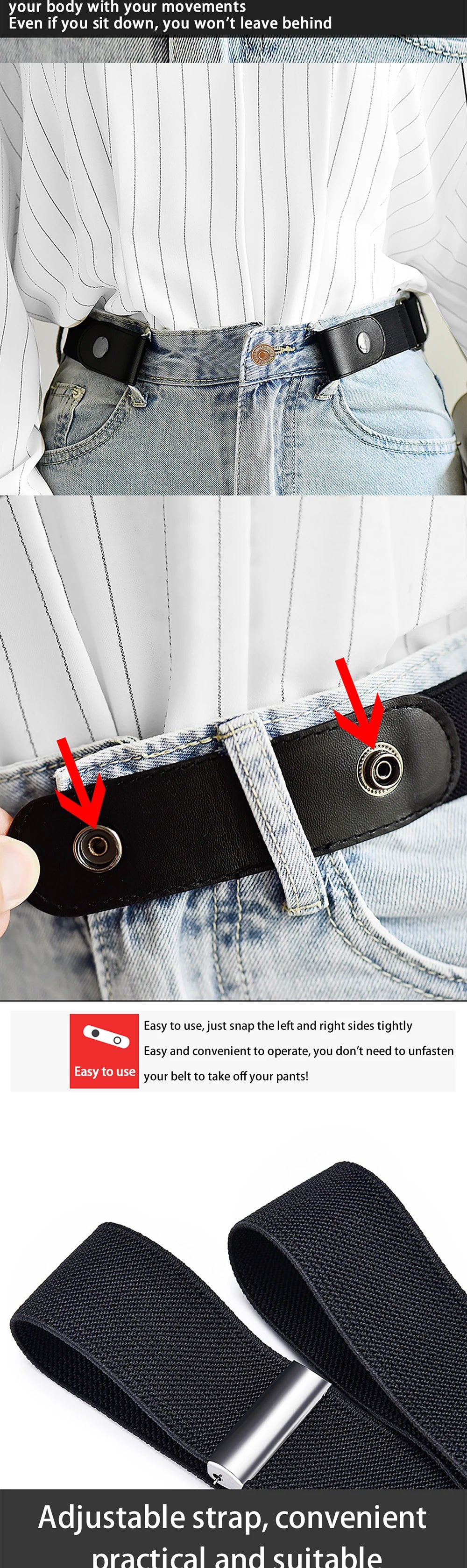 Adjustable Elastic Unisex Woven Jeans Belt Seamless - Smarsty