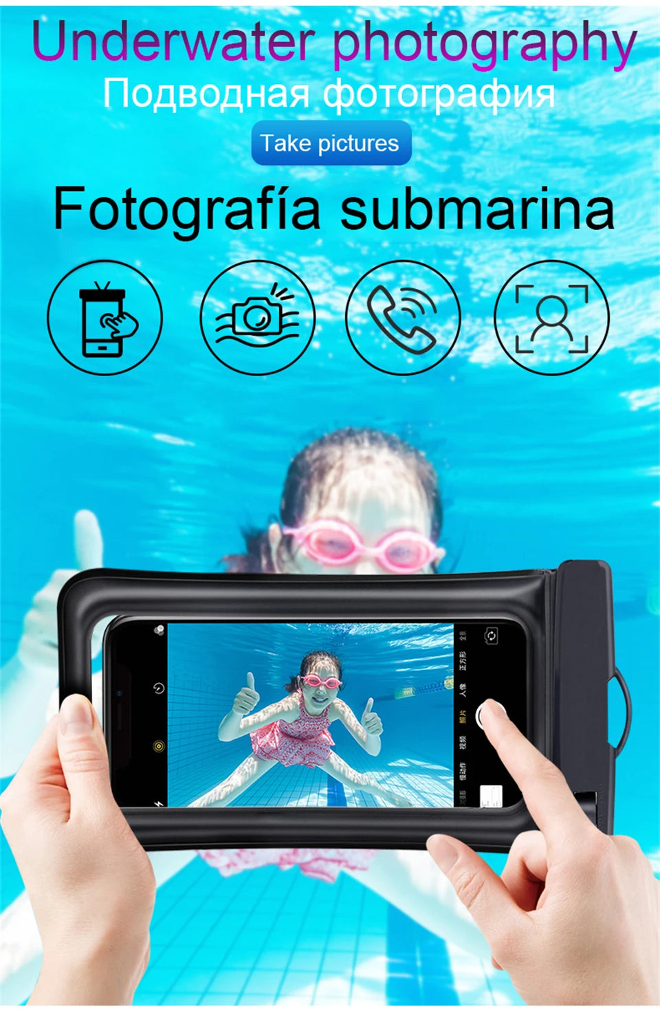 Smarsty IP68 Universal Waterproof Phone Case With Clear Touch -