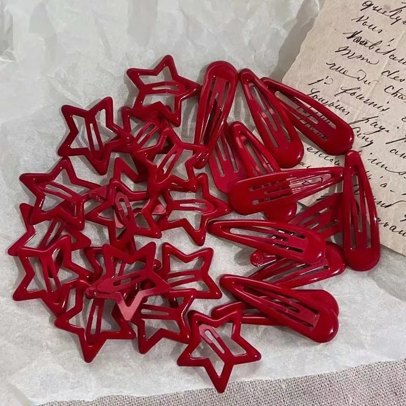 Red Star Snap Clips for Girls Stylish Hair Accessories - Smarsty