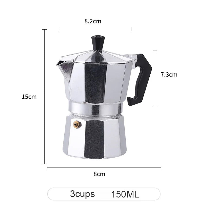 Aluminum Coffee Kettle Latte Percolator Home Italian Octagonal Moka Coffee Pot Office Travel Outdoor Camping Espresso Tea Pot