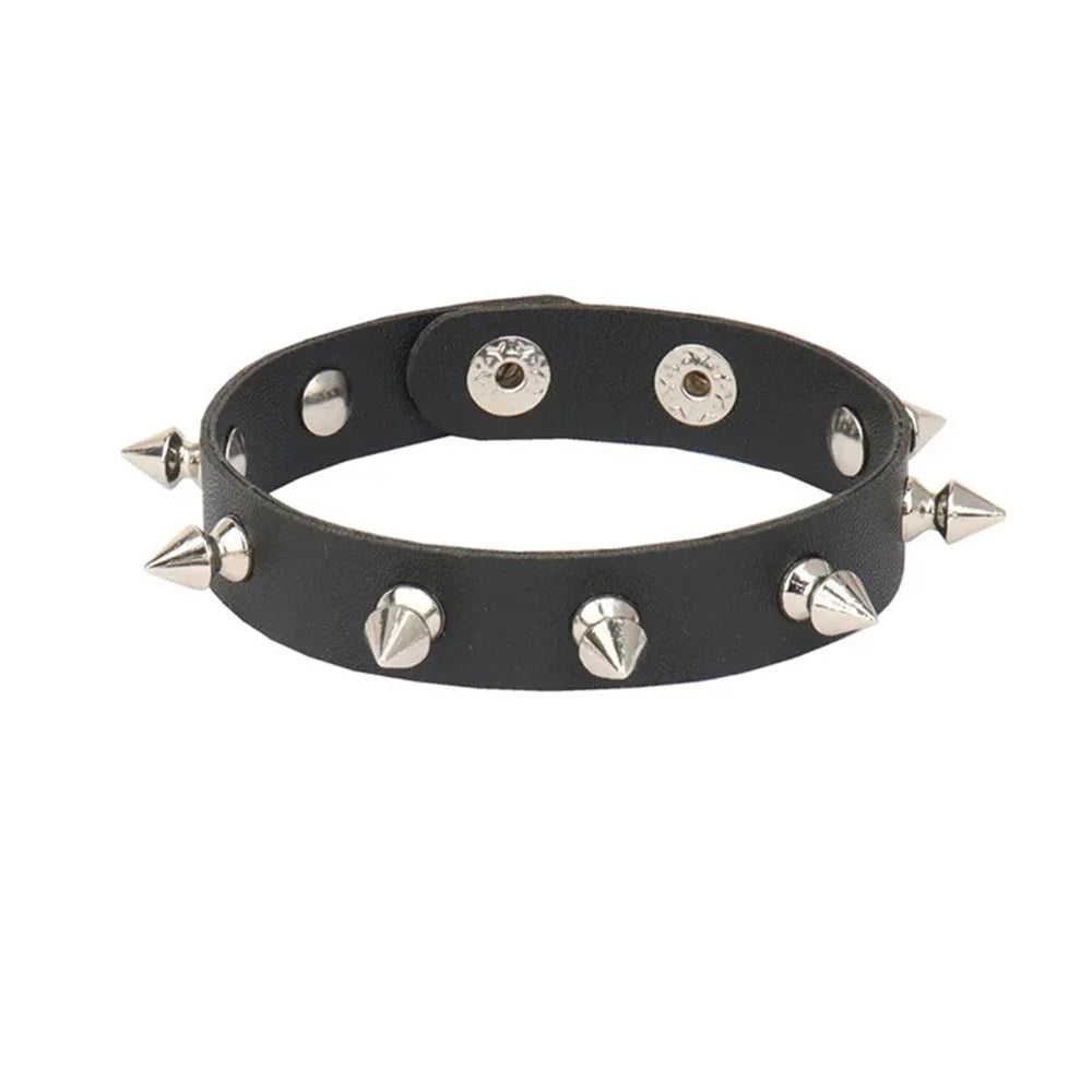 Adjustable Punk Rock Studded Leather Bracelet Set - Smarsty
