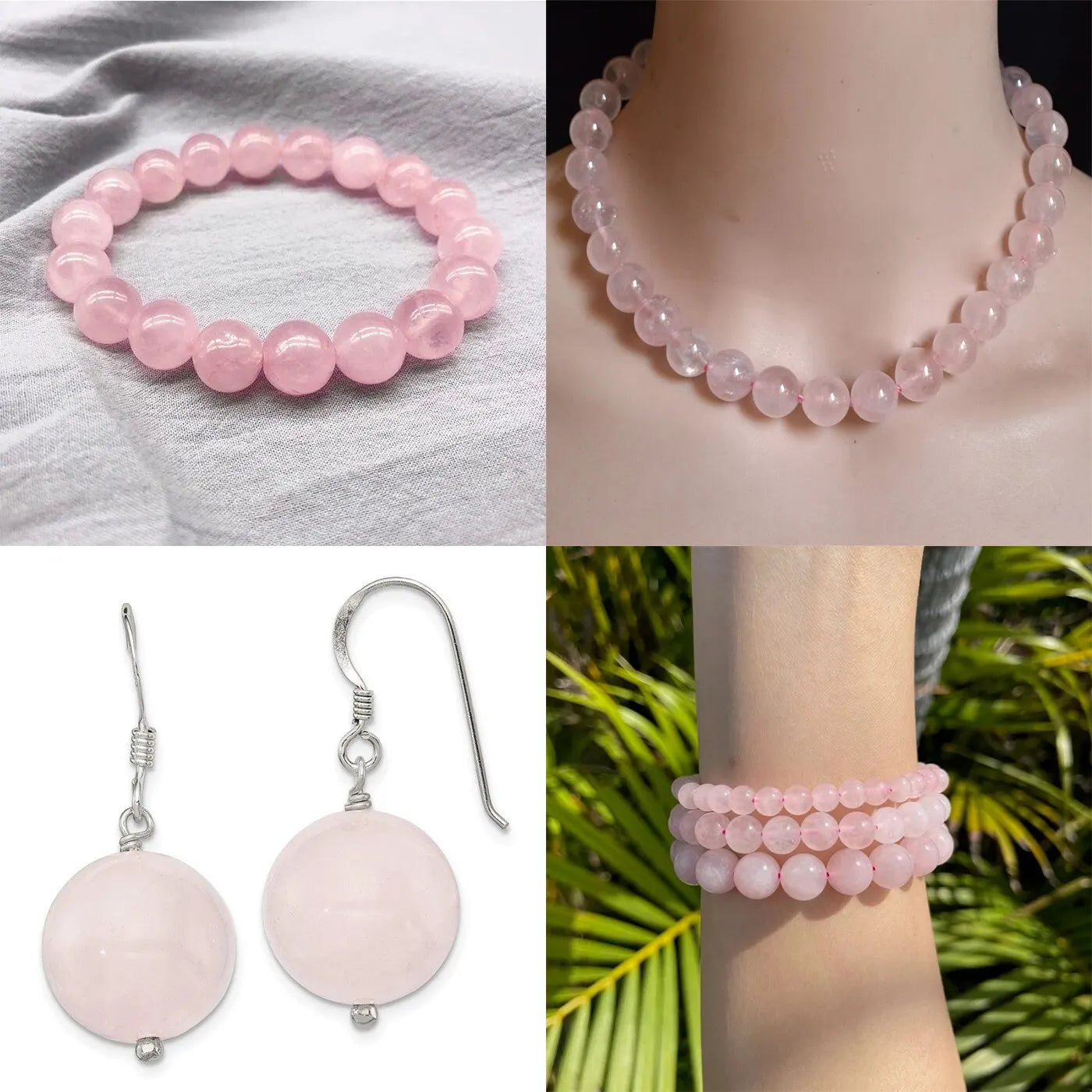 Natural Stone Beads Kit Rose Quartz Tiger Eye Obsidian - Smarsty