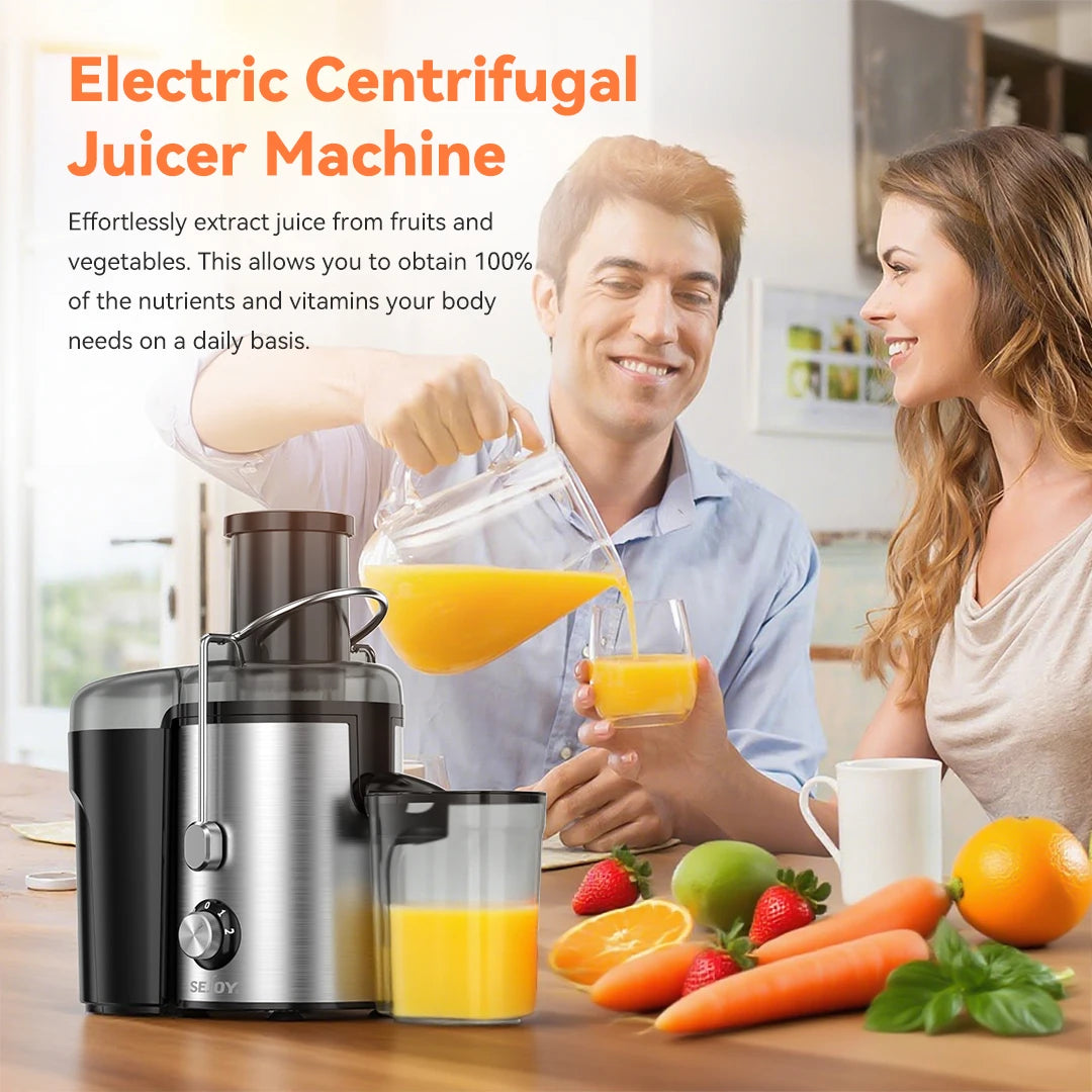Sejoy Compact Fruits Juicer,Juice Extractor Machine Multiple Safety Features Operation Centrifugal Extractor Speed Adjustable