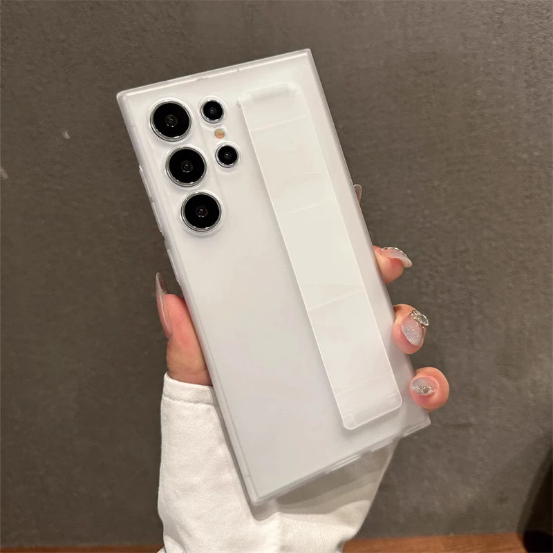 Shockproof Silicone Wrist Strap Case Matte Clear Cover - Smarsty