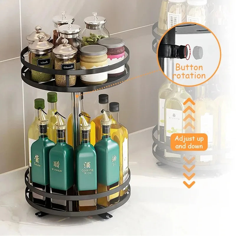 360°Rotation Spice Rack Organizer Jar Cans Non-Skid Storage Tray for Seasonings Kitchen storage rack Kitchen Accessories by Smarsty