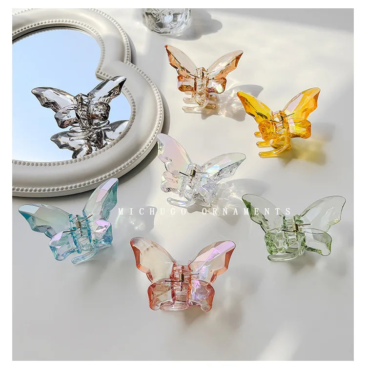 Cute Transparent Butterfly Hair Claw Clips Non Slip - Smarsty