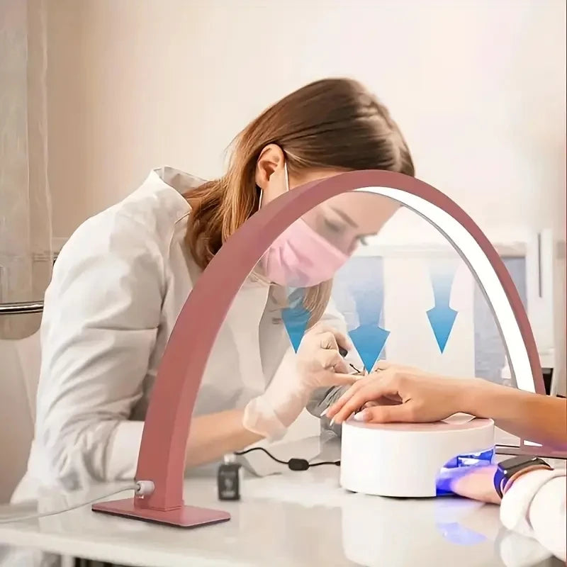 New Moon Nail Work Lamp - Beauty Work Desk Lamp, Three-color USB Power Supply - Black/White/Pink, Suitable for Nail Art, Eyelash - Smarsty