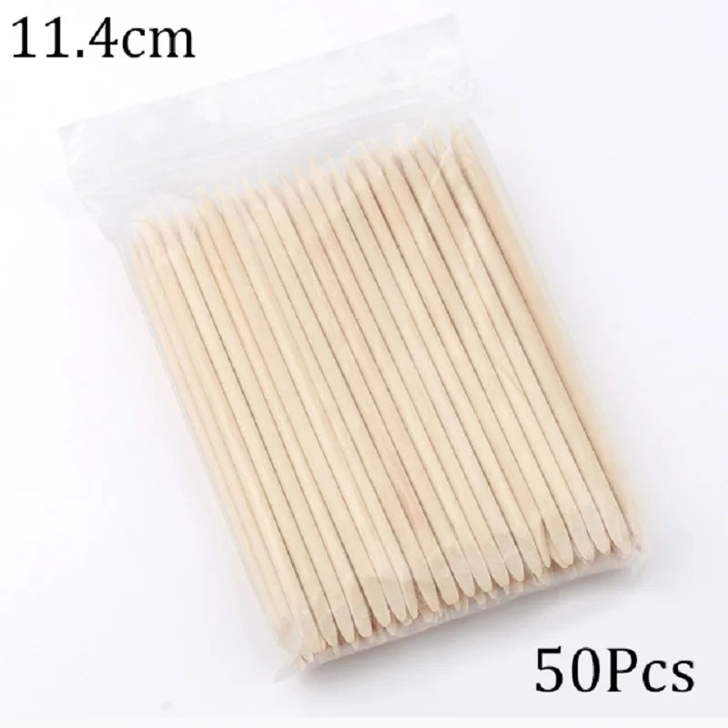 Double Sided Cuticle Pushers 100Pcs Wooden Nail Tools - Smarsty
