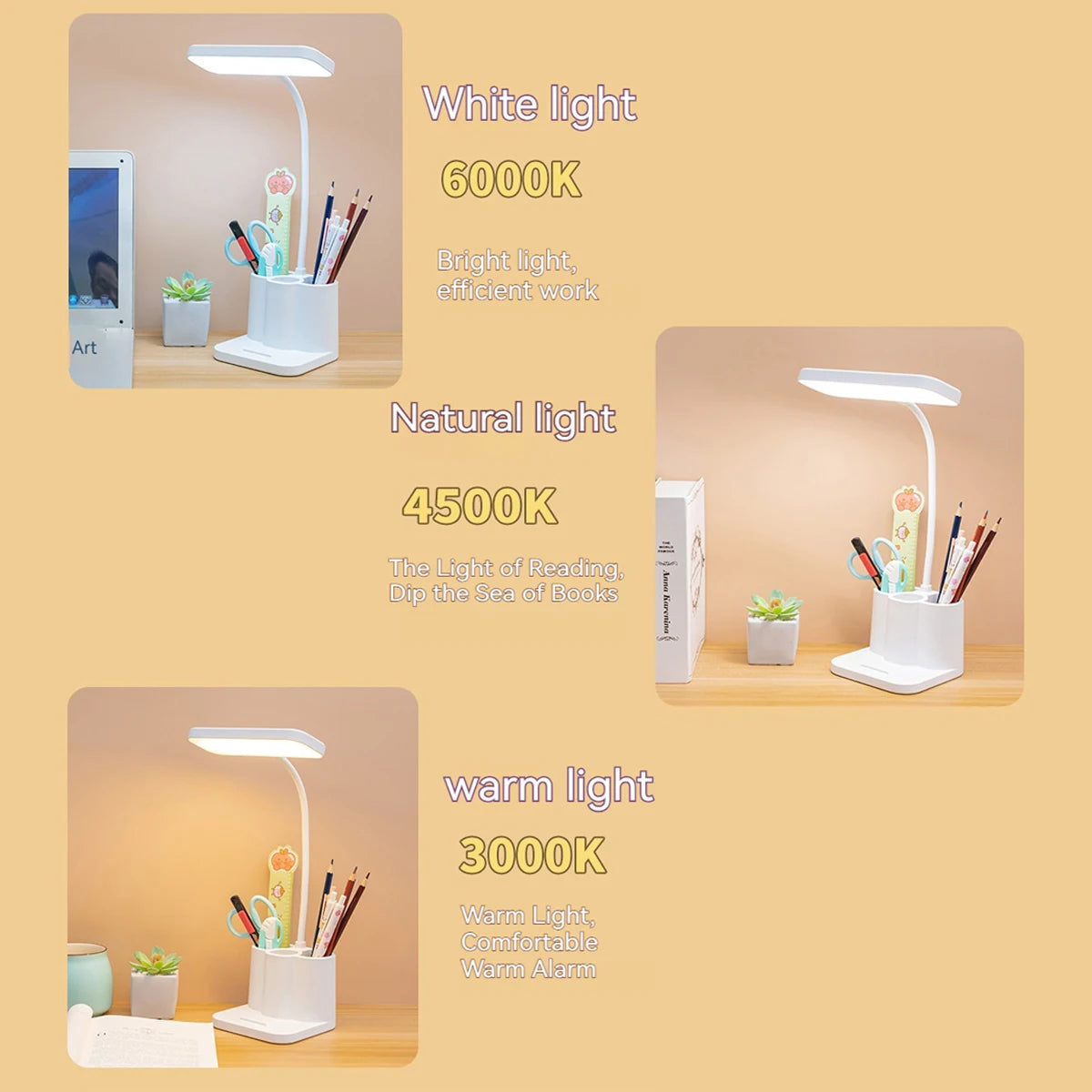 USB LED Table Lamp with Eye Protection for Reading - Smarsty