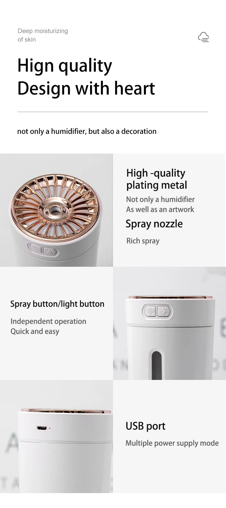 Portable Wireless Car Humidifier with RGB Lights - Smarsty