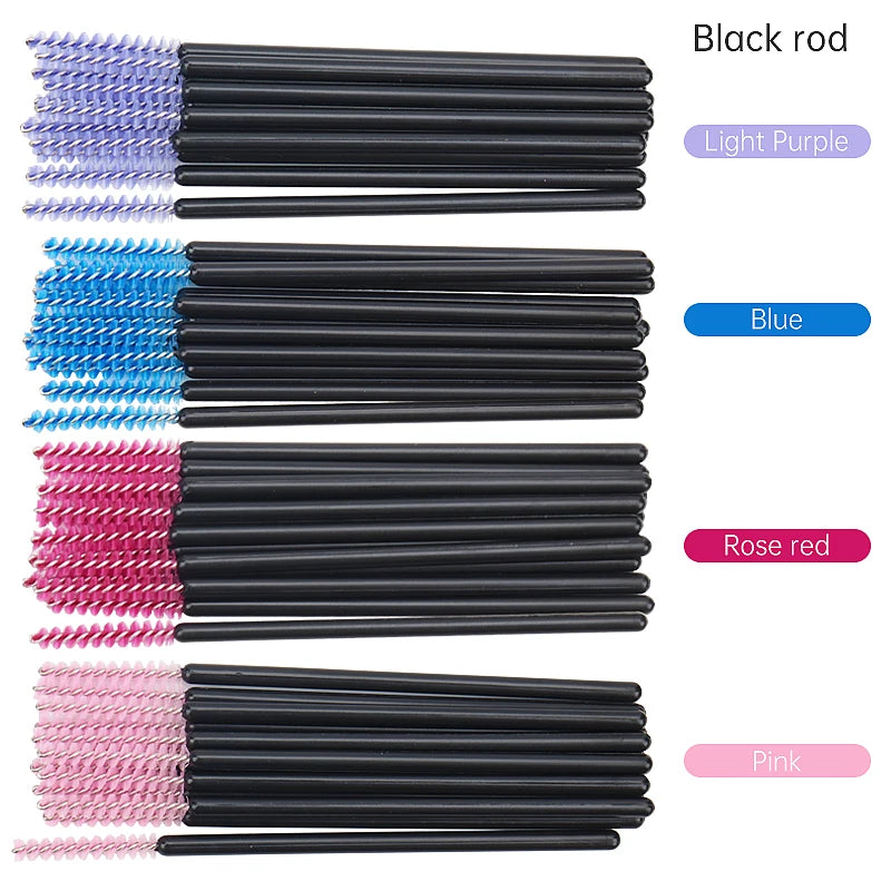 50 Pcs Disposable Eyelash Brushes with Diamond Handles - Smarsty