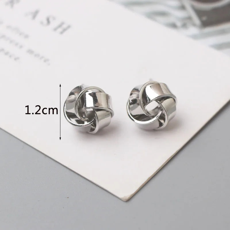 Tiny Gold Twist Round Stud Earrings Small Unusual Design - Smarsty