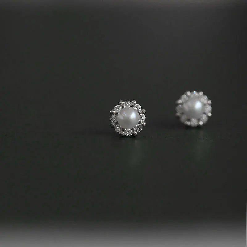 14K Gold Luxury Earrings With Zircon Pearl Twist Design - Smarsty