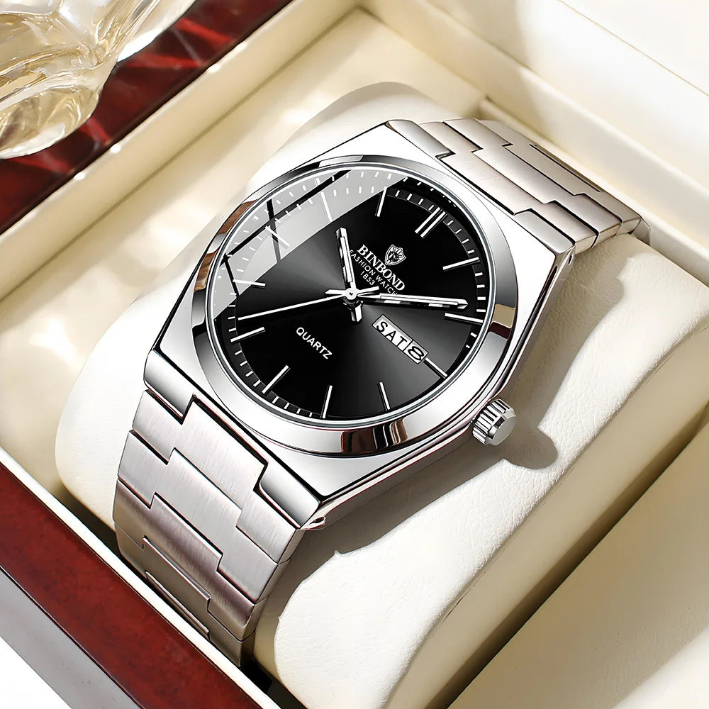 Luxury Stainless Steel Men's Watch with Double Calendar - Smarsty