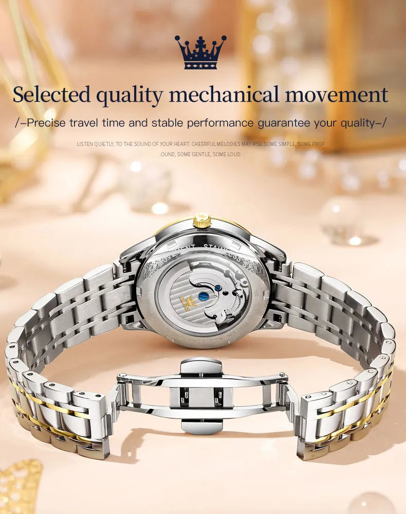 OLEVS Womens Automatic Mechanical Watch Waterproof Stainless Steel - Smarsty