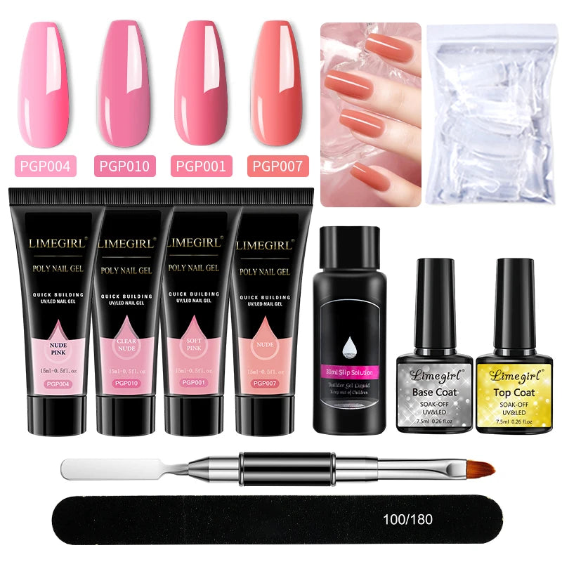 Nail Art Poly Gel Kit for Beginners with Soaking Solution - Smarsty