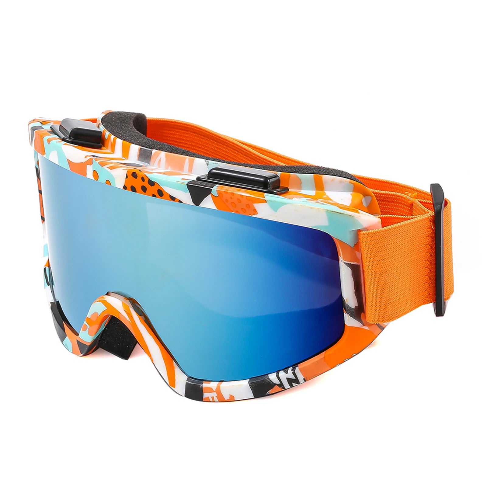 Large Frame Ski Goggles with Colorful Lens Anti-Collision Anti-Glare Lens Outdoor Sport Snow Snowboard for Snowboarding Skiing - Smarsty