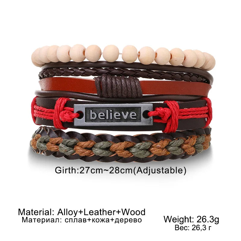 Braided Leather Bracelets for Men with Vintage Charms - Smarsty