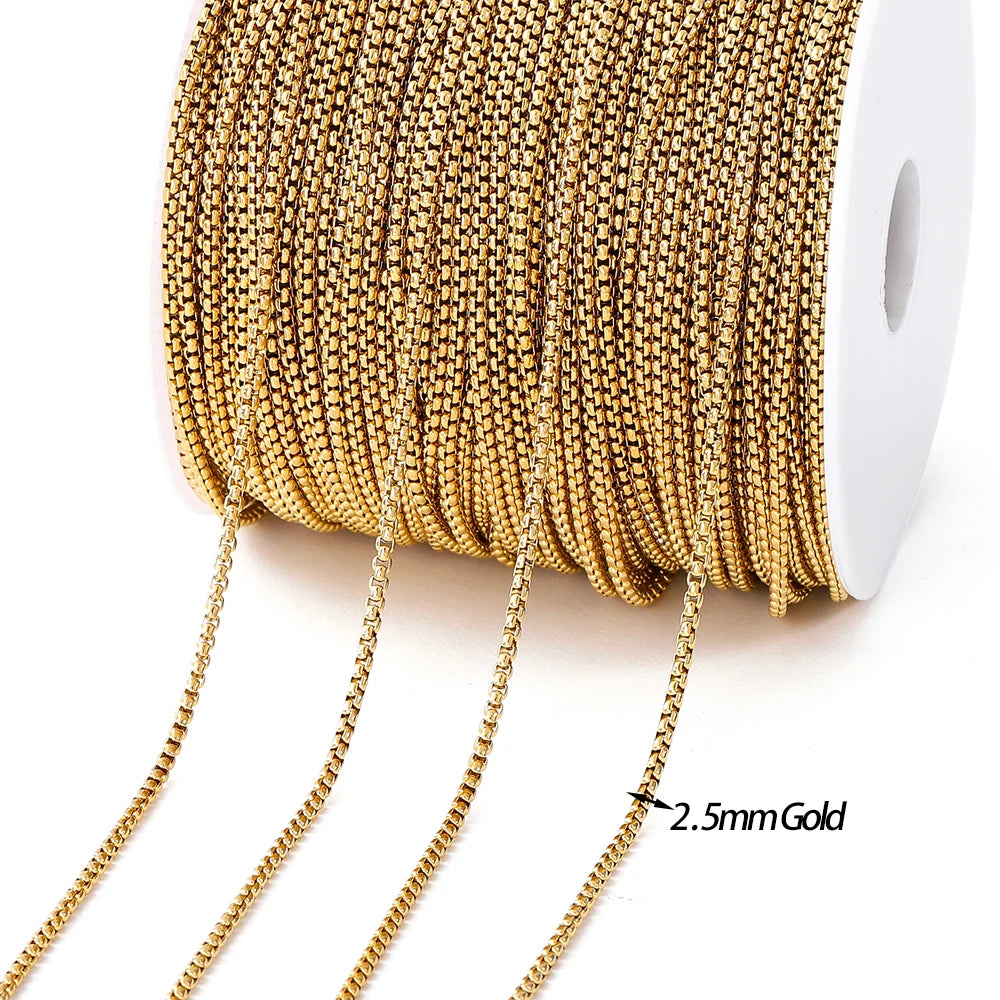 No Fade 2M Gold Stainless Steel Beaded Chain Durable - Smarsty
