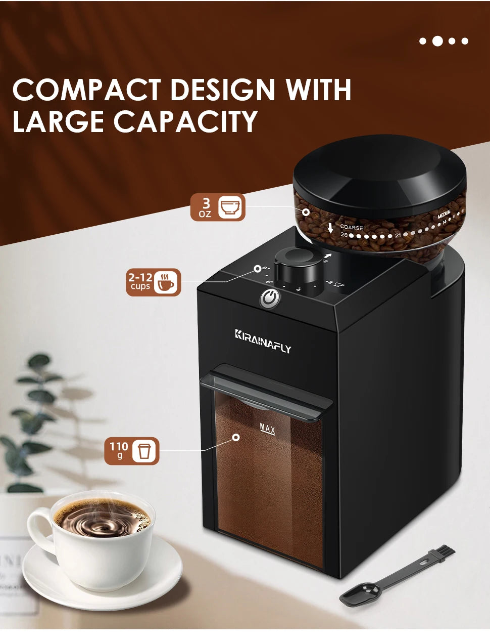 Automatic Burr Mill Coffee Grinder Electric Coffee Bean Grinding With 28 Adjustable Gears for Espresso French Press Drip Coffee - Smarsty